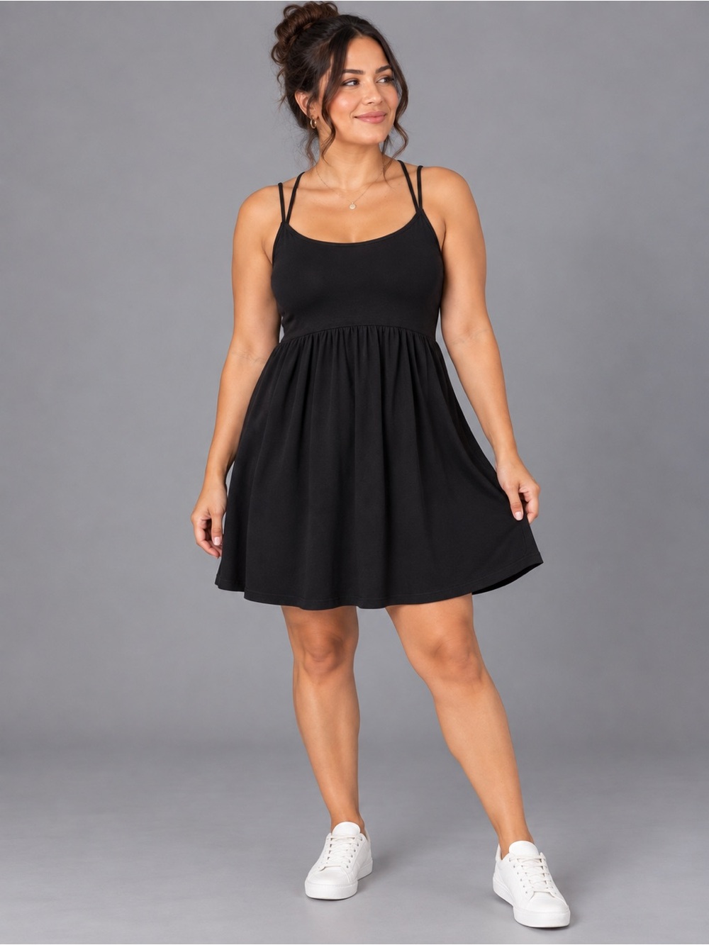 Black Strappy Cross Back Mini Dress Petite L Little Black Dress